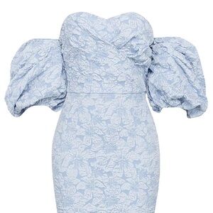 Blue Floral Puff Sleeve Dress